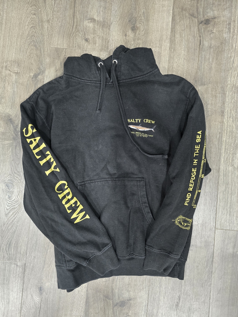 Salty Crew Men's Black Hoodie with Yellow Logo